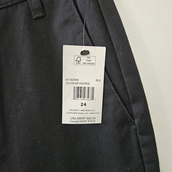 Volcom Women's Chickie High Rise Chino Pants Black Size 24 - Picture 4 of 11